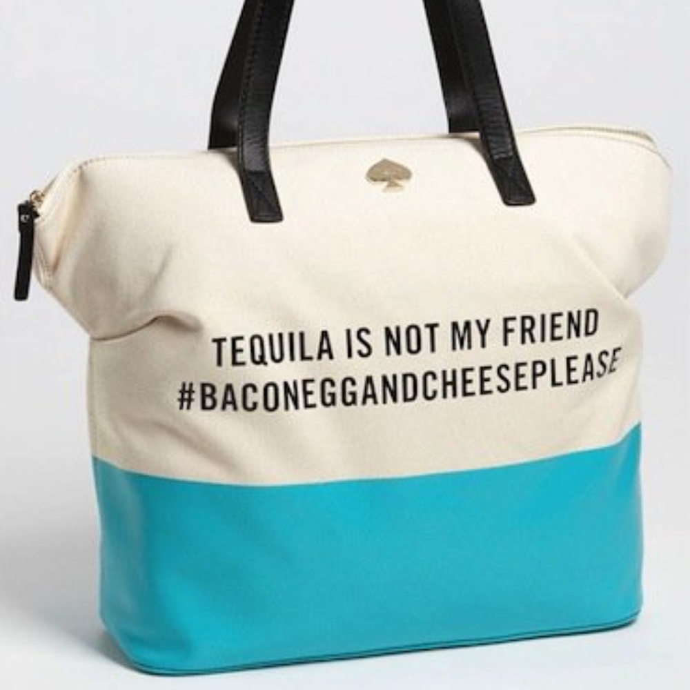Kate Spade "Call To Action Tequila Is Not My Friend" Terry Satchel~Rare~Vintage
